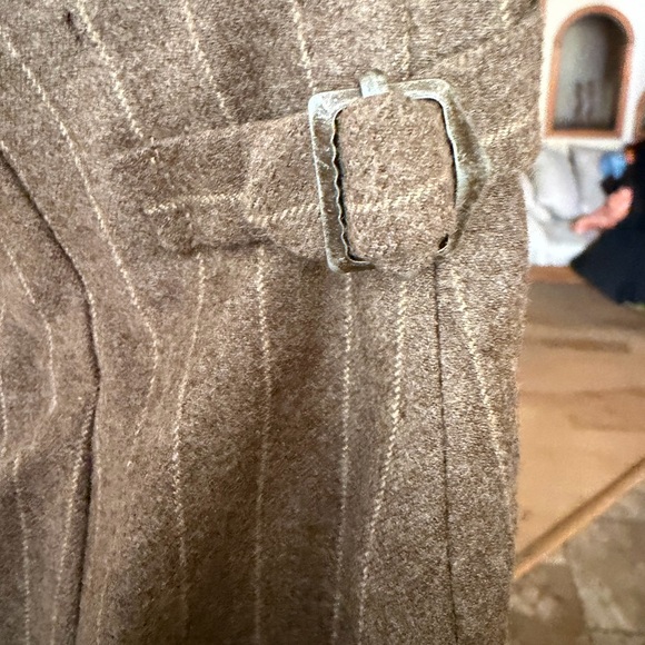 VTG 90s Ralph Lauren Chalk Pinstripe Suit chocolate  Wool Peak Lapel DBLBreasted - Picture 7 of 16